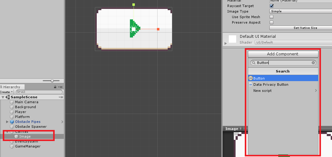Adding Button Component to Image UI