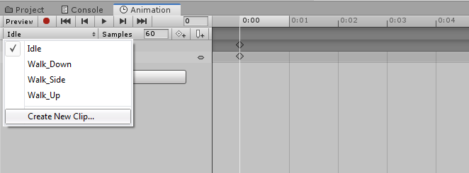 Creating New Animation Clip for Player Unity 3d