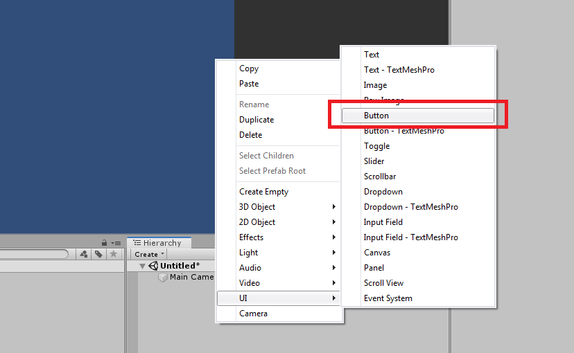 Creating a Button with UI in Unity