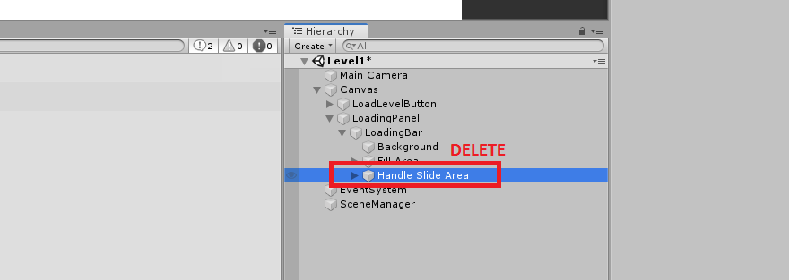 removing the handle slide area in unity 3d