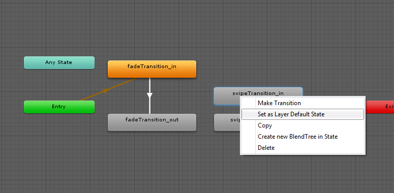 unity set as layer default state animator