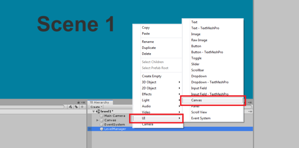 unity 3d creating ui canvas