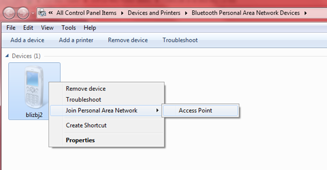 Connect to iPhone Hotspot through Bluetooth connection