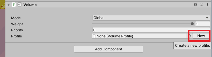 unity creating new volume profile