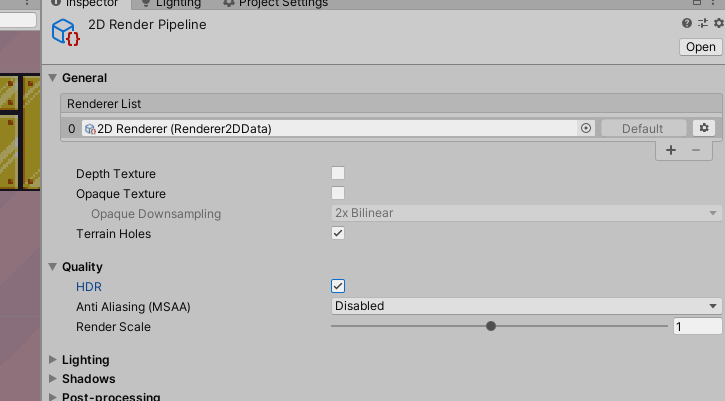 Unity 2D Render Pipeline