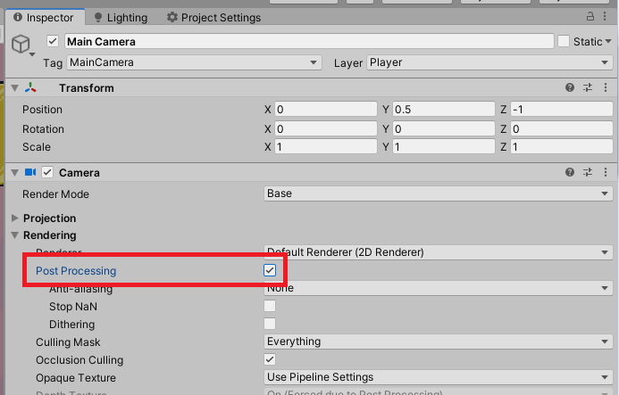 Unity Post Processing Camera