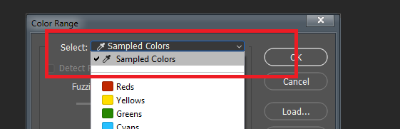 photoshop sampling colors for selection