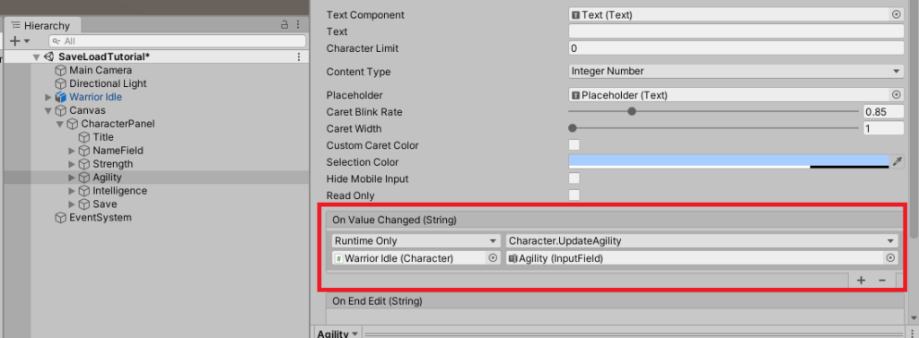 example events in input fields