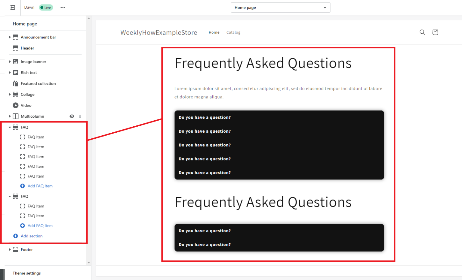How To Create FAQ Sections in Shopify (Online Store 2 0) WeeklyHow